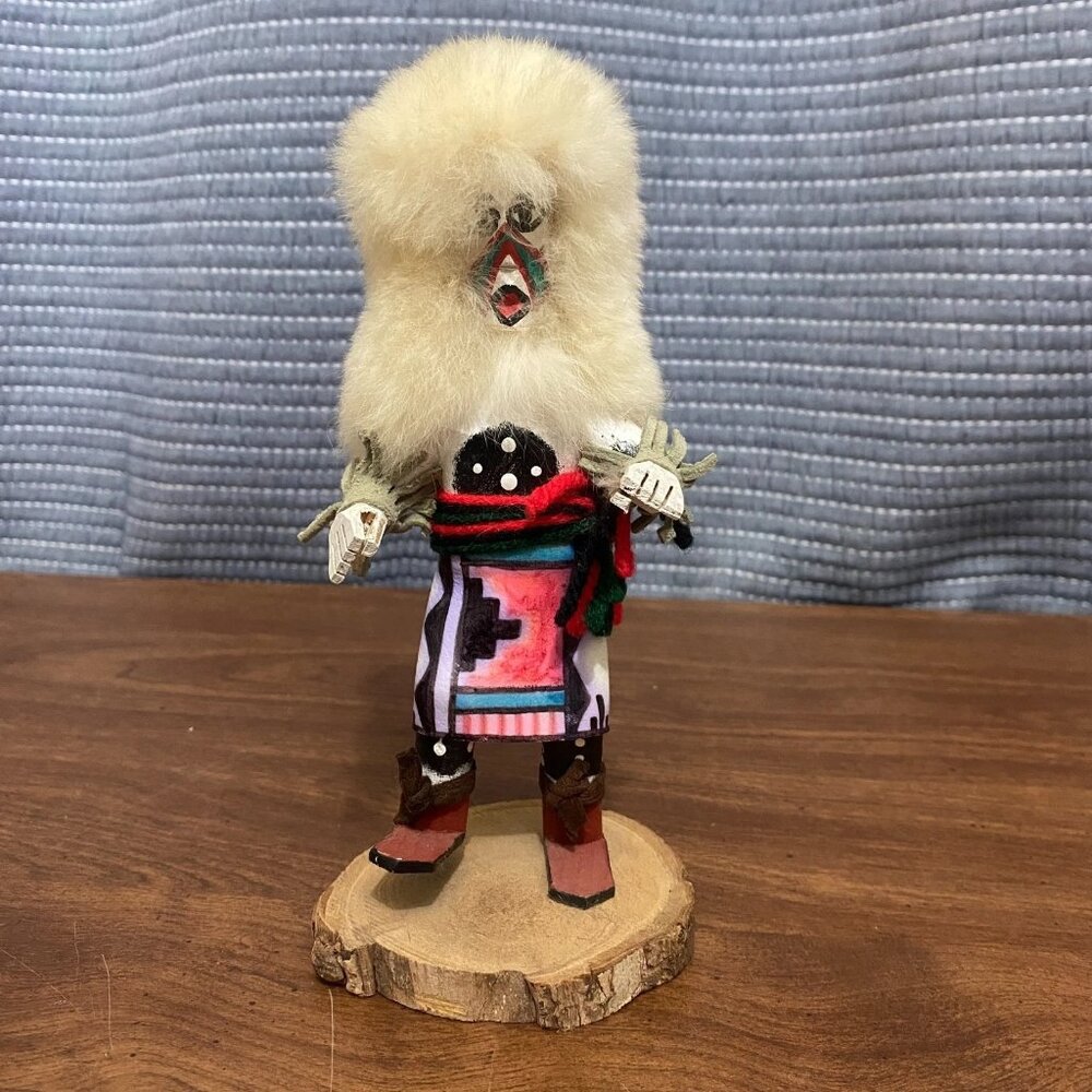 Hopi Native American Kachina Doll - White Buffalo - Signed by Nelle Mescale - 7"